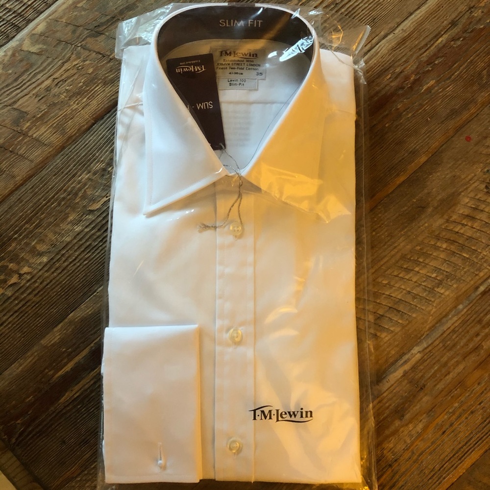 NWT T.M. Lewin White Slim Fit Dress Shirt 16/35